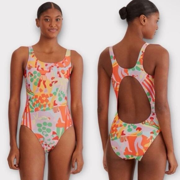Farm Rio x Adidas pearl citrine one piece swimsuit plus 16 XL NEW - Picture 1 of 10